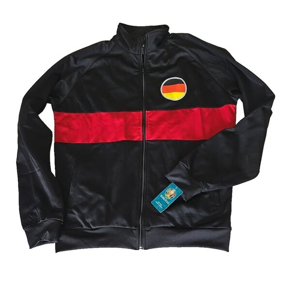 UEFA Euro 2020 Germany Track Jacket Black Red Zip Up Retro Football Style XL - Picture 2 of 9
